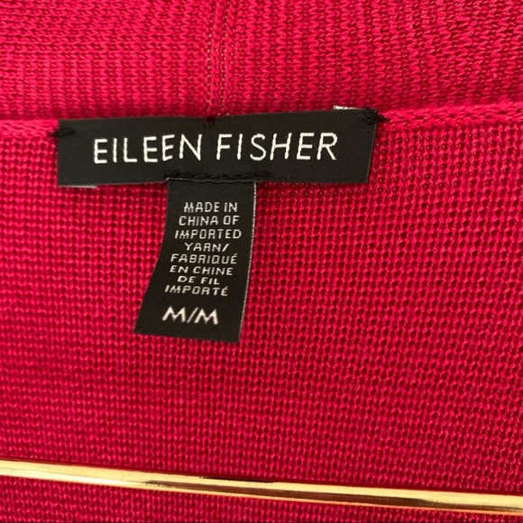 Eileen Fisher Tencel Silk Blend Angled Cardigan Radish Size Medium - Picture 3 of 15